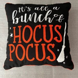 16” Hocus Pocus Black and Orange Decorative Pillow Halloween